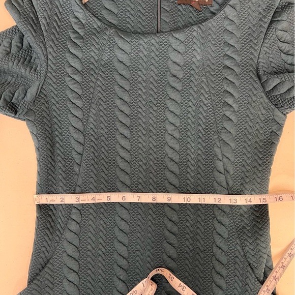 Sharagano Teal Cable Scuba Dress Size 8 - Picture 6 of 9
